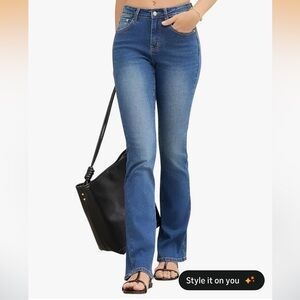 WOMENS DARK WASH STRETCHY BOOTCUT JEANS